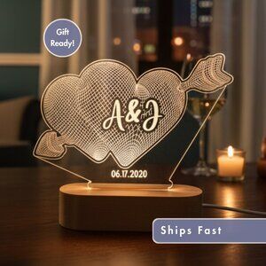 Personalized LED Heart Light • Custom Valentine’s Gift • Gift for Her